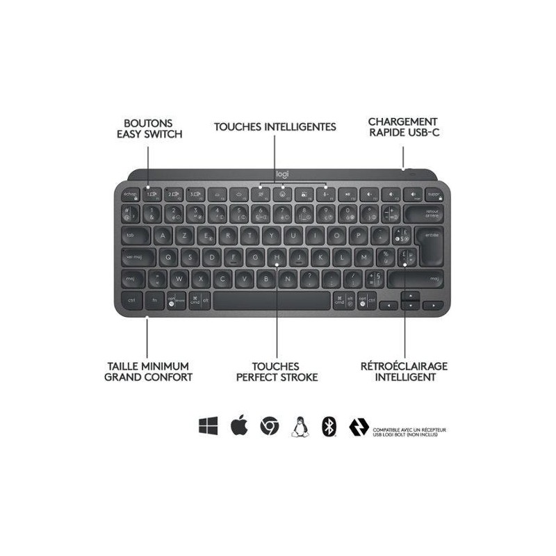MX KEYS MINI WRLS ILLUMINATED KB GRAPHITE - FRA