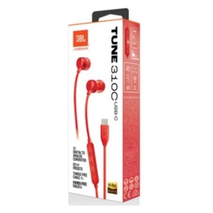 NEW JBL TUNE 310C Wired in-Ear Type C Earphones Red