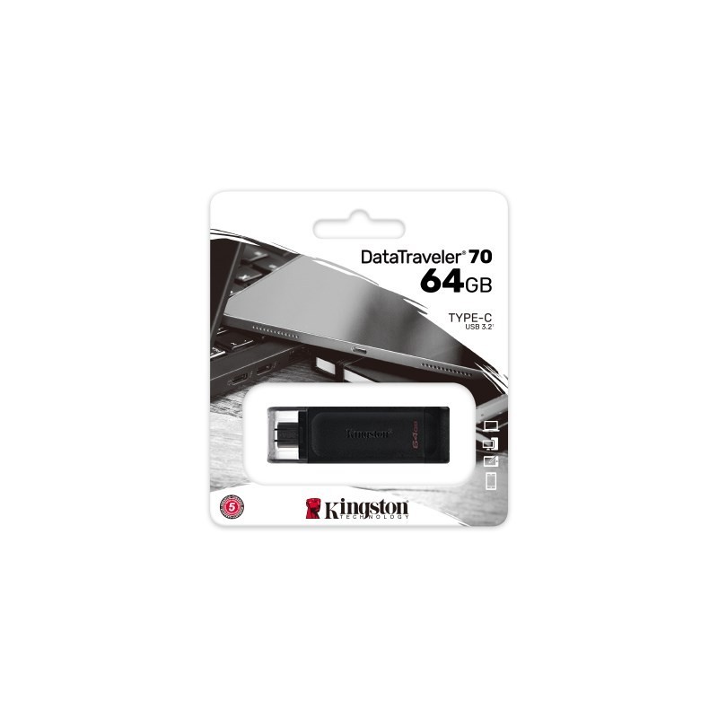 NEW Kingston DataTraveler 70 Clé USB 64G TYPE -C+2,80 TCP
