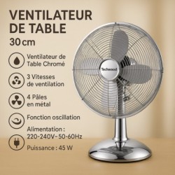 TECHWOOD Ventilateur de table Inox | BECHNARAMA