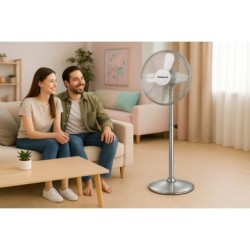 TECHWOOD Ventilateur sur Pied Chrome | BECHNARAMA