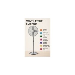 TECHWOOD Ventilateur sur Pied Chrome | BECHNARAMA