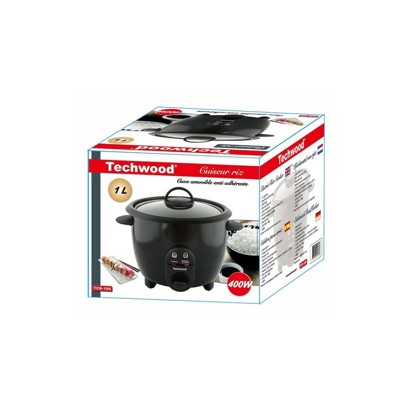 Techwood TCR-106 cuiseur à riz 1 L 400 W Noir | BECHNARAMA