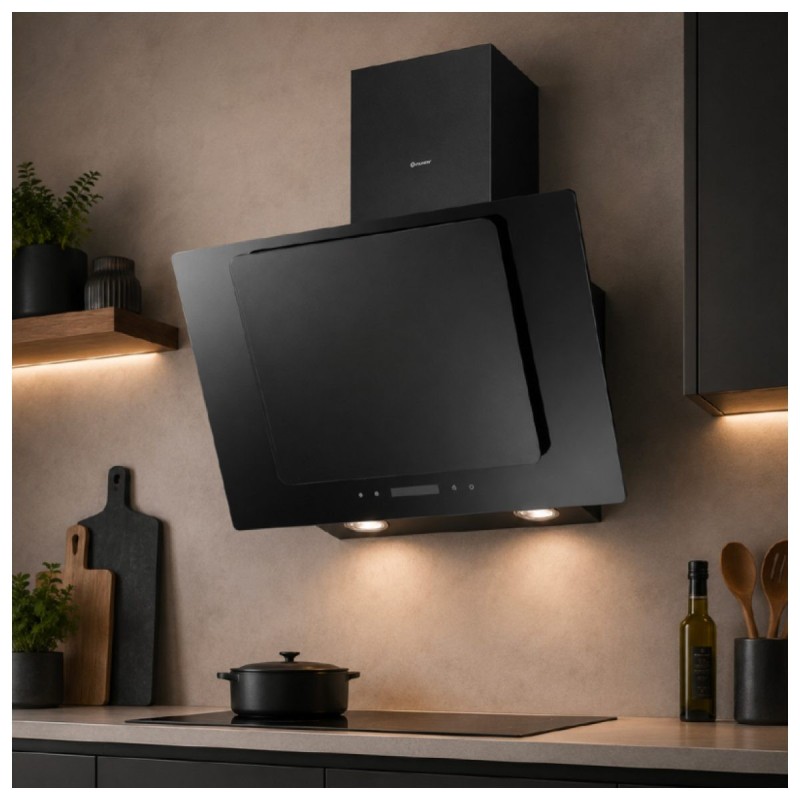 Hotte inclinée Kryster KH60LUX6 60 cm 327 m³/h verre noir