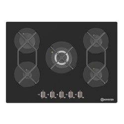 Plaque de cuisson gaz Kryster KVERG5WF 5 feux 70 cm verre noir