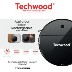 Aspirateur Robot 2 en 1 Techwood TAR-2036 Noir 0.35 litres
